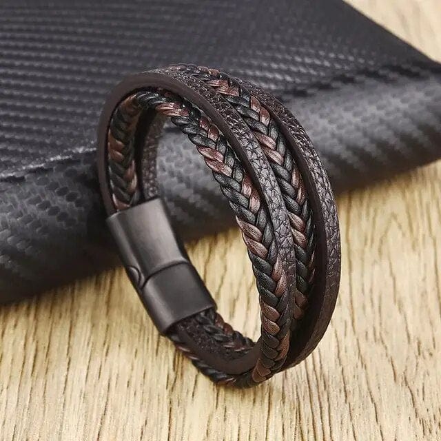 Wrap Wrap Bracelet Leather Mens Stack Braid