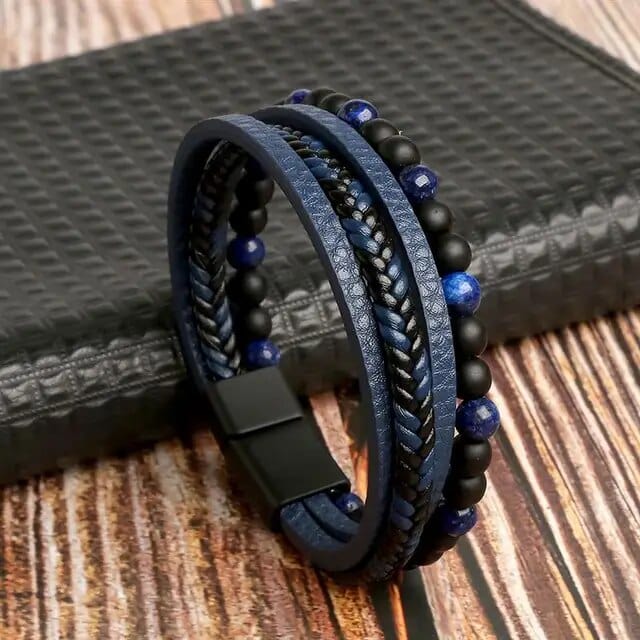 Wrap Wrap Bracelet Leather Mens Stack Braid Bead