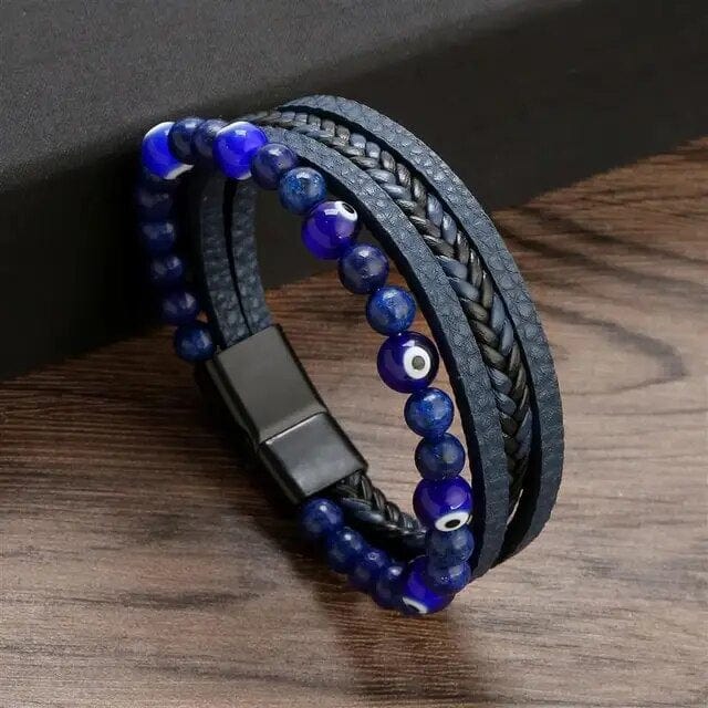 Wrap Wrap Bracelet Leather Mens Stack Evil Eye