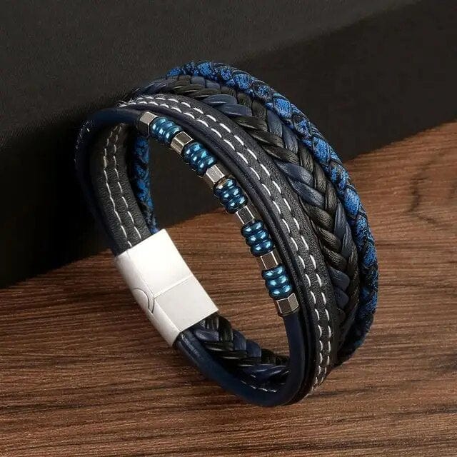 Wrap Wrap Bracelet Leather Mens Stack  Stitch Charm