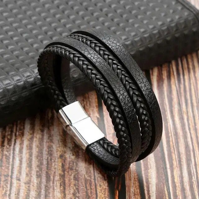 Wrap Wrap Bracelet Leather Mens Stack Twisted Braid