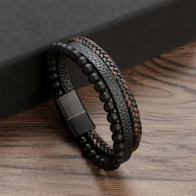 Wrap Wrap Bracelet Leather Mens Stack Twisted Braid