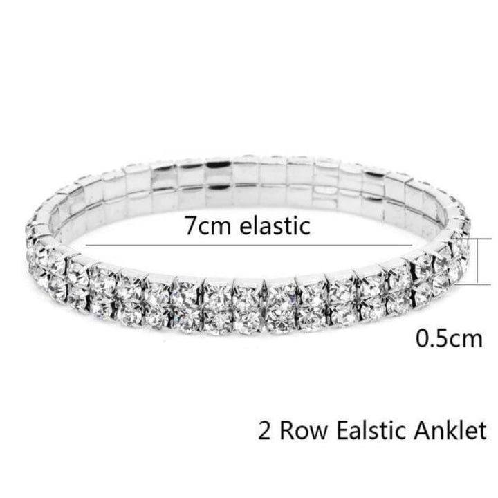 Anklets Studded Rhinestone Anklet For Women 2 Row Anklet / Silver