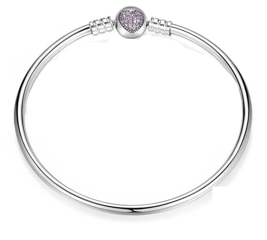 Bangle Bracelet Crystal Heart Love Bangle Bracelet 17cm Length / Silver