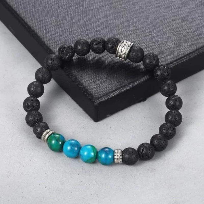 Beaded Bracelets Mens Turquoise Stone Beaded Bracelets Adjustable / Black