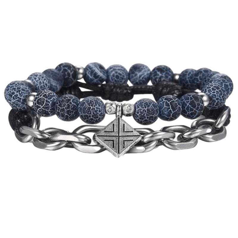 Beaded Cracked Globe Tribal Stainless Steel Beaded Bracelets