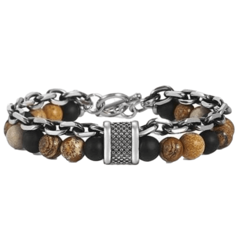 Cuban Link Stainless Steel Beaded Bracelets bracelet by Unique Leather Bracelets
