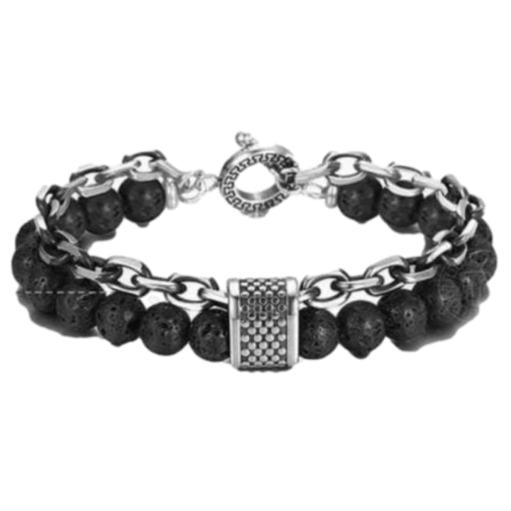 Cuban Link Stainless Steel Beaded Bracelets bracelet by Unique Leather Bracelets