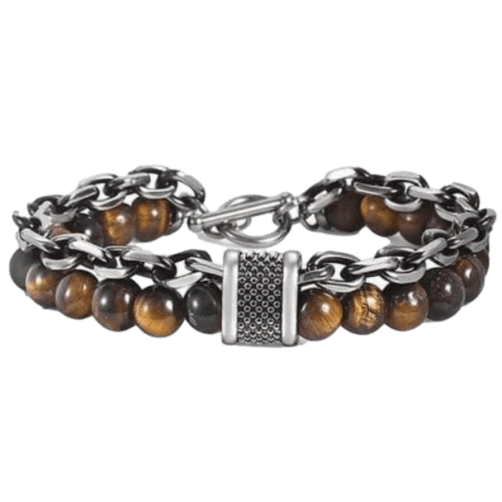 Cuban Link Stainless Steel Beaded Bracelets bracelet by Unique Leather Bracelets