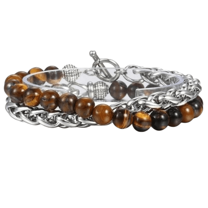 Cuban Link Tiger's Eye Bracelet Beaded Bracelet bracelet by Unique Leather Bracelets