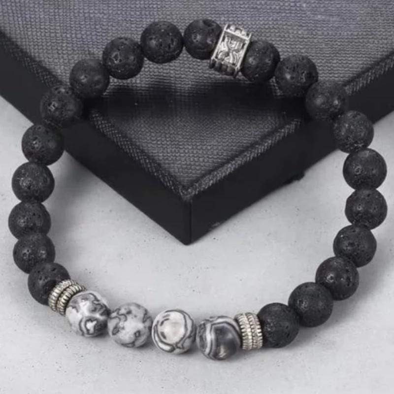 Beaded Grey Globe Stainless Steel Beaded Bracelets