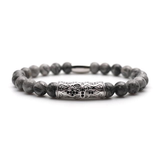 Beaded Macrame Grey Onyx Beaded Bracelets