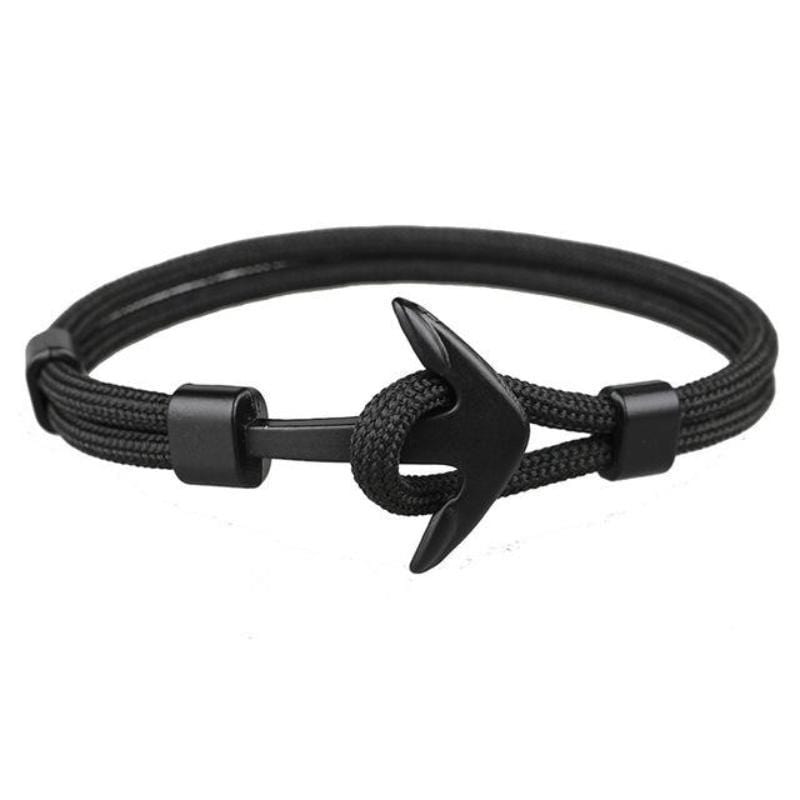 Anchor Wrap Paracord Bracelet Bracelets Unique Leather Bracelets Black 21cm 