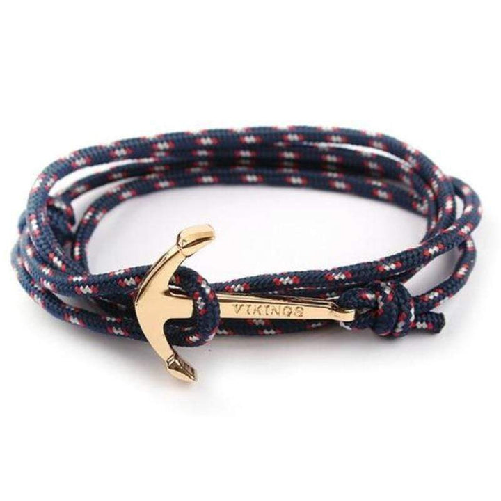 Anchor Wrap Paracord Bracelet Bracelets Unique Leather Bracelets Blue/Gold 21cm 
