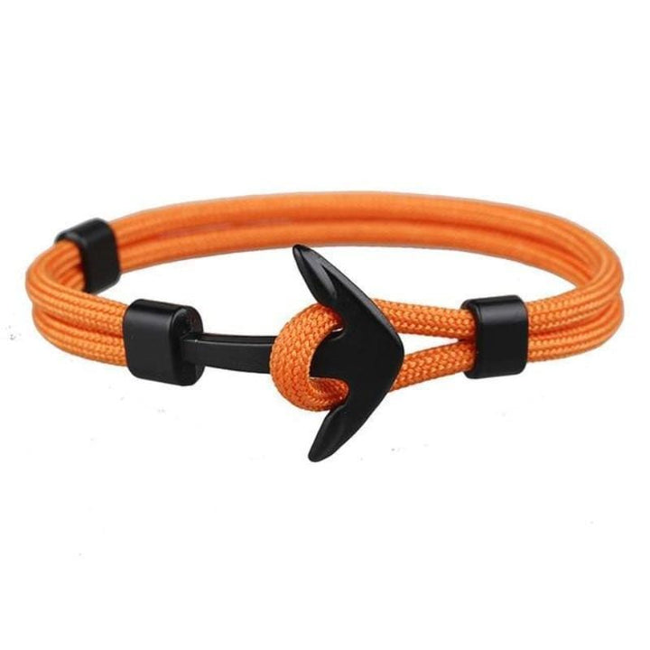 Anchor Wrap Paracord Bracelet Rope Unique Leather Bracelets Orange 21cm 