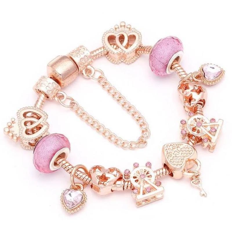 Charm Heart and Key Charm Bracelet