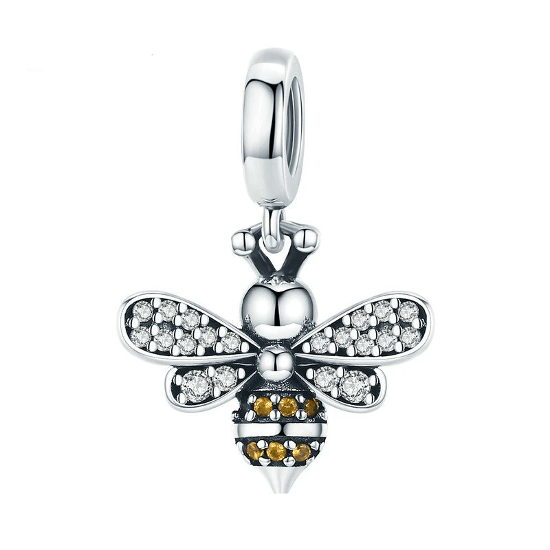 Charms Classic Crystal Bee Charm Silver