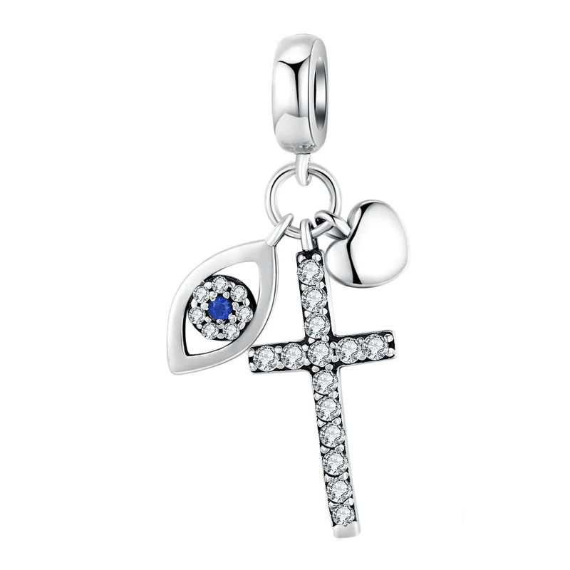 Charms Evil Eye And Cross Charm Silver