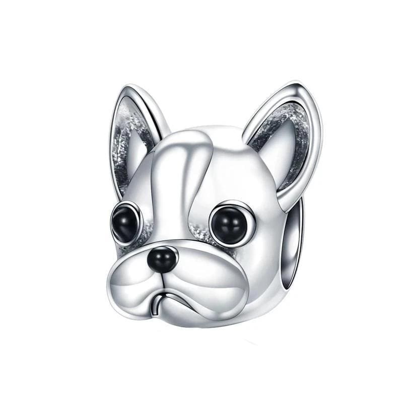 French Bulldog Charm Charms Unique Leather Bracelets Silver  