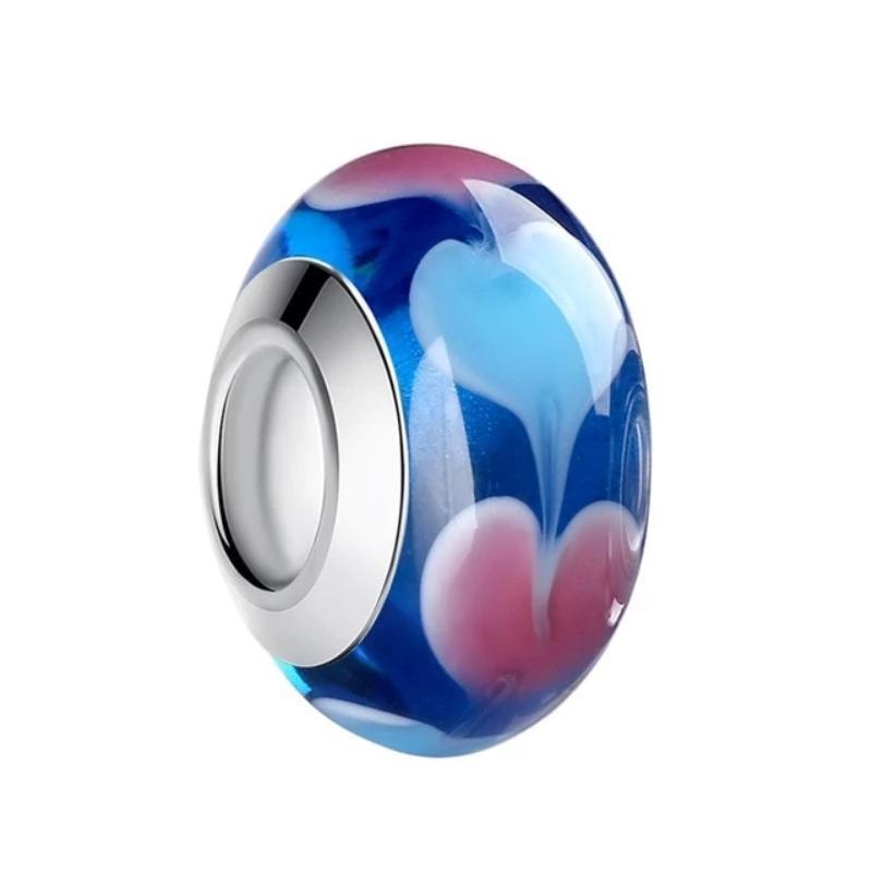 Charms Murano Glass Beads Blue/Pink
