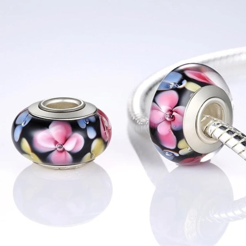 Charms Murano Glass Beads Pink/Blue