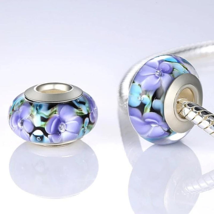 Charms Murano Glass Beads Purple/Blue