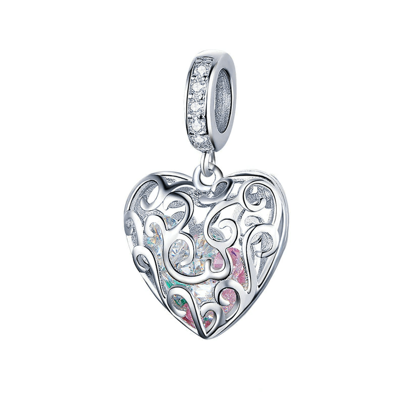 Charms Openwork Heart Charm Silver
