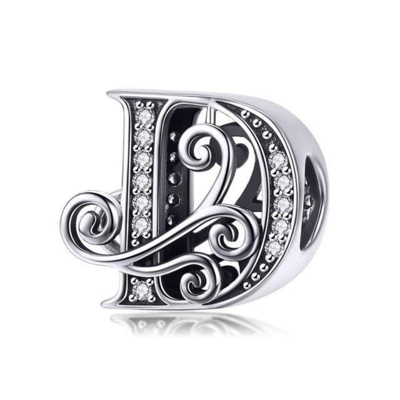 Charms Pandora Styled Alphabet Charms D / Silver