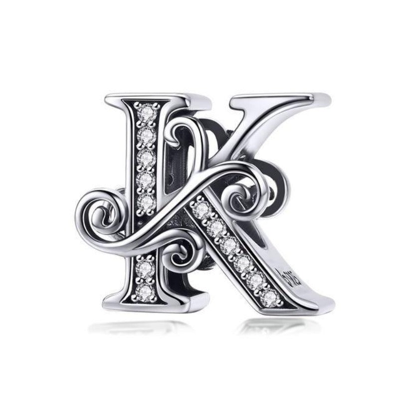 Charms Pandora Styled Alphabet Charms K / Silver