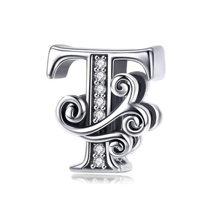 Charms Pandora Styled Alphabet Charms T / Silver