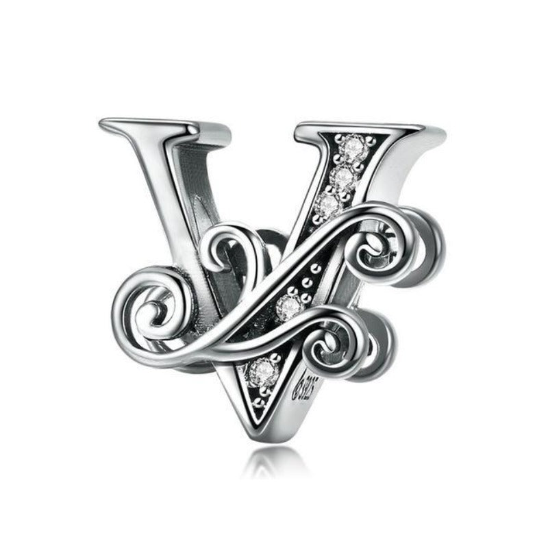 Charms Pandora Styled Alphabet Charms V / Silver