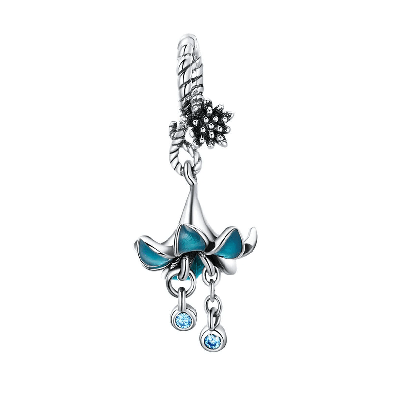 Charms Turquoise Blue Flower Charms Silver