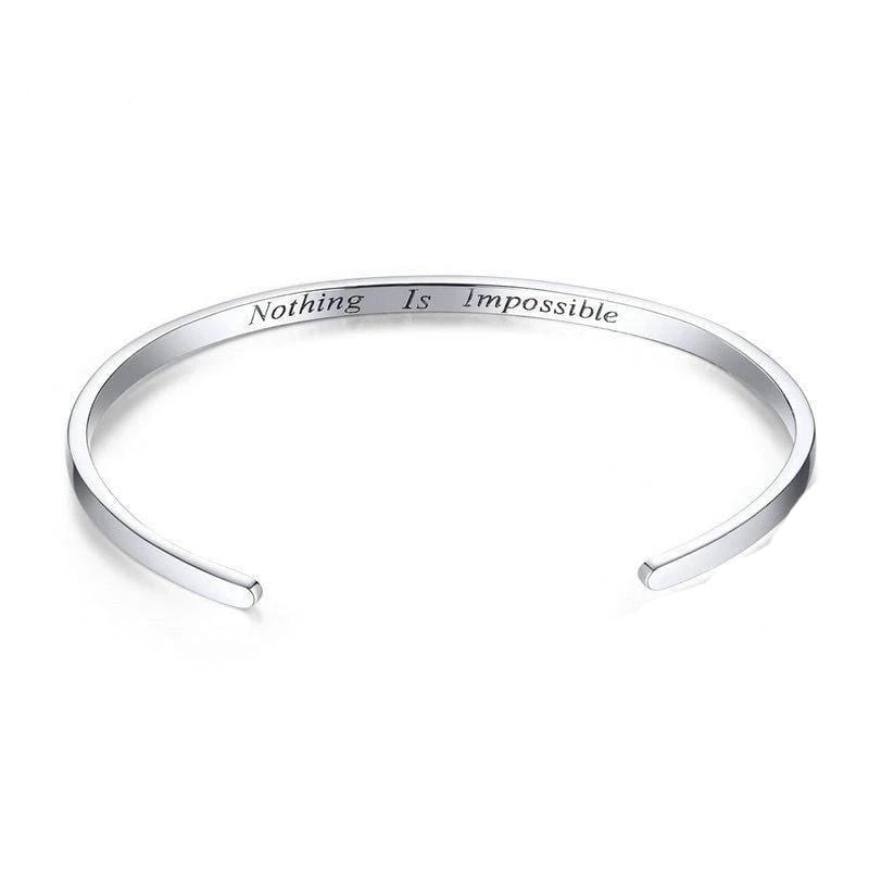 Cuff Nothing Is Impossible Engraved Cuff Bracelets