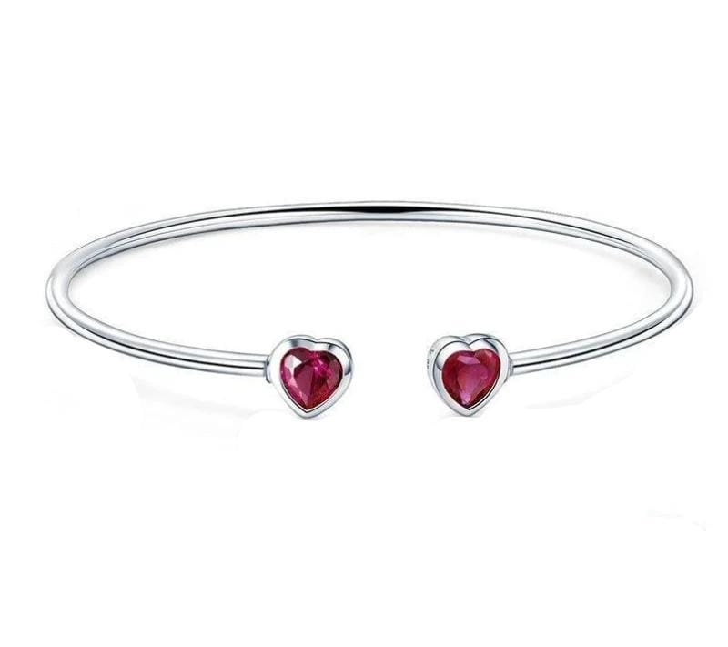 Cuff Ruby Red Heart Cuff Bracelet