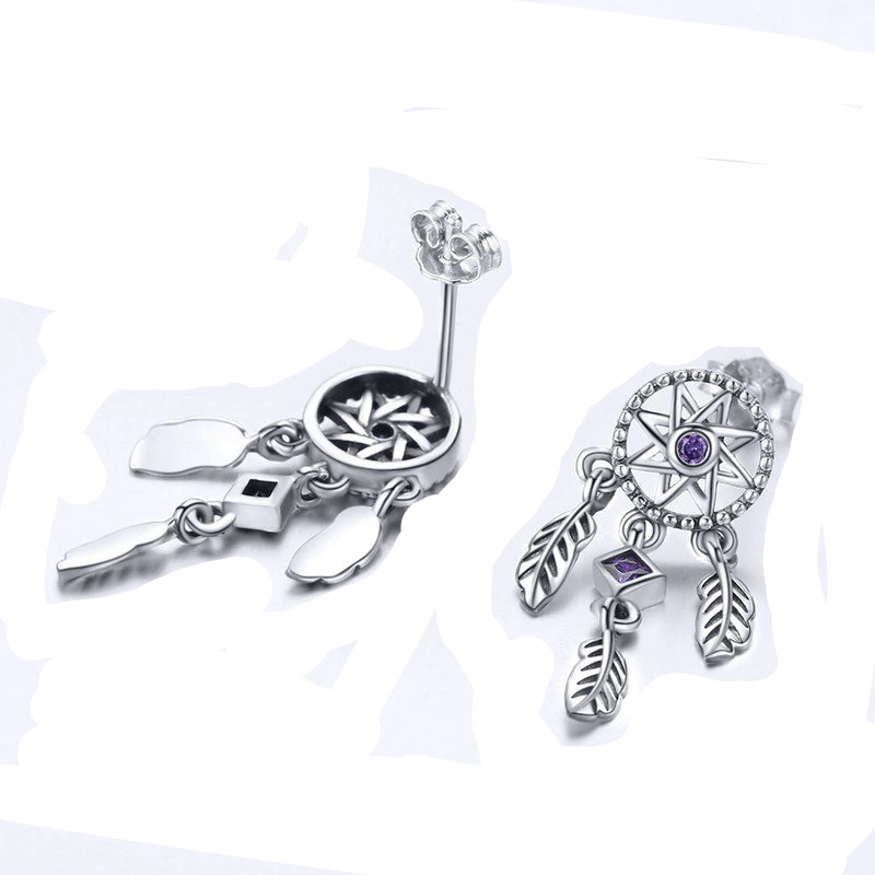 Dangle Feather Dream Catcher Earrings