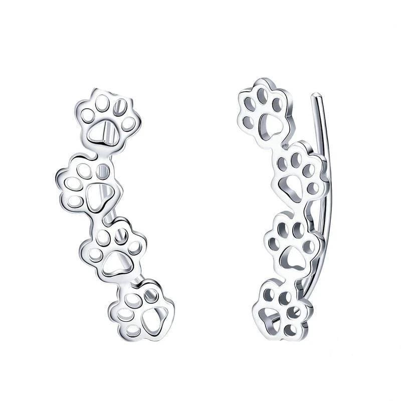 Ear Climber Dog Paw Print Earrings