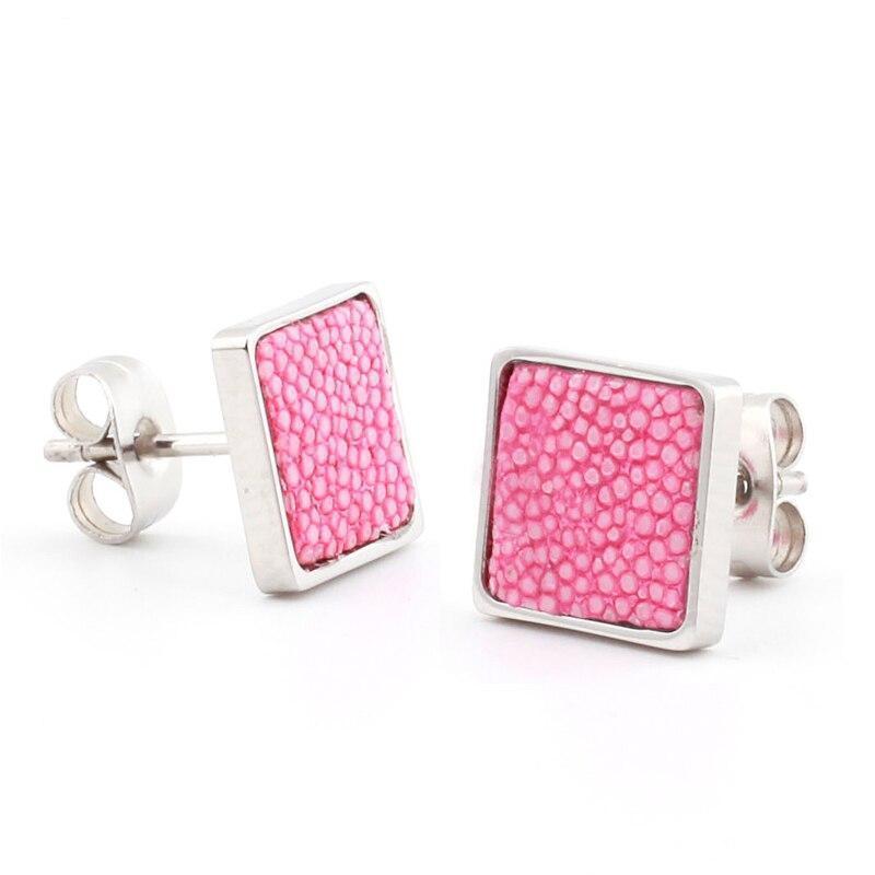 Earrings Artisian Styled Exotic Luxury Leather Earrings Pink/Silver