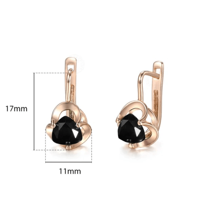 Earrings Womens 585 Rose Gold Cubic Zirconia Earrings Black