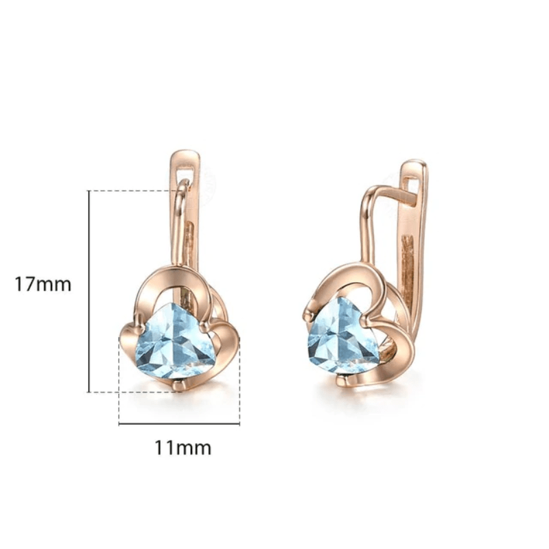 Earrings Womens 585 Rose Gold Cubic Zirconia Earrings Blue