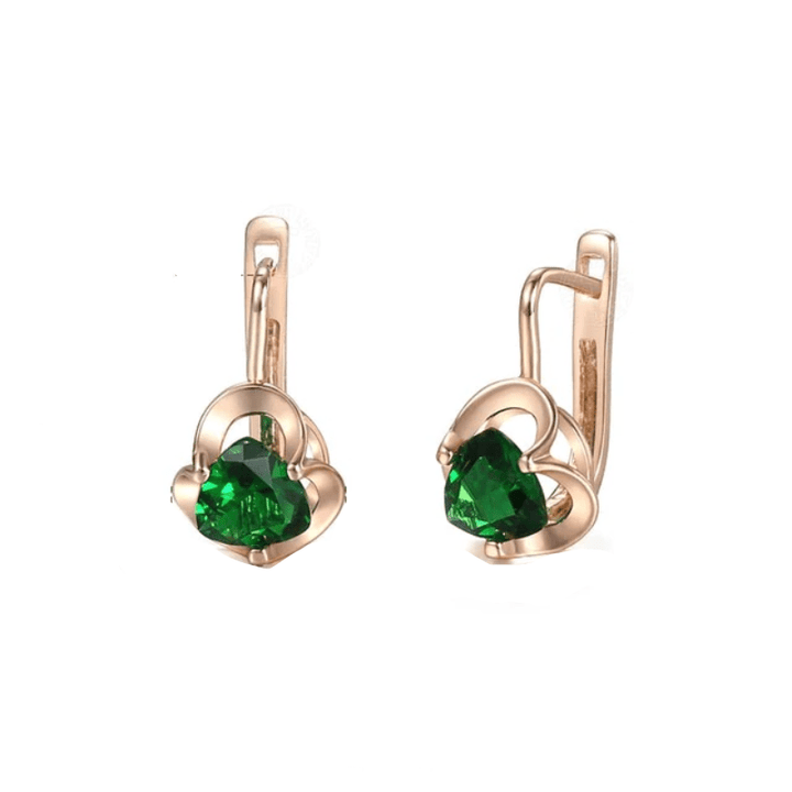 Earrings Womens 585 Rose Gold Cubic Zirconia Earrings Green