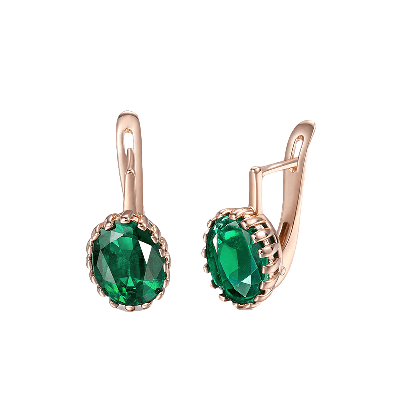 Earrings Womens Rose Gold Emerald Stone Earrings Rose Gold
