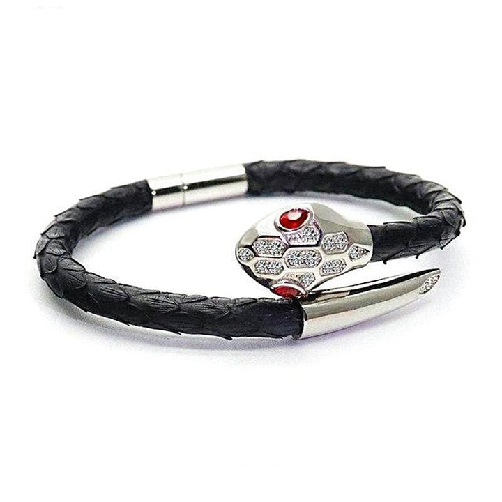 Royal Silver Exotic Luxury Gucci Style Leather Bracelet