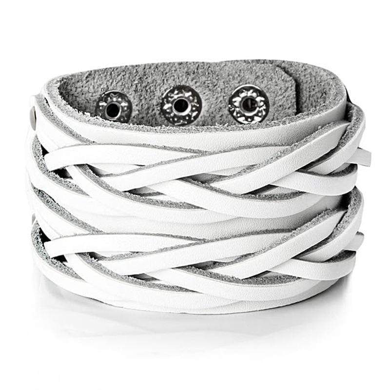 Fadi Leather Bracelets Leather Unique Leather Bracelets White Adjustable 