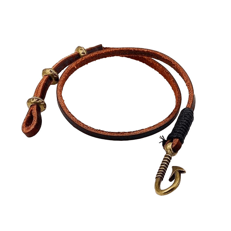 Leather Bracelets James Avery Style Fisherman Hook Leather Bracelet One Size / Brown