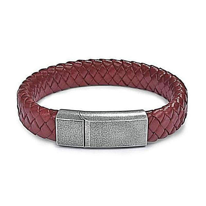 Leather Bracelets Phoenix Red Leather Magnetic Bracelet Antic Silver 1 / Small