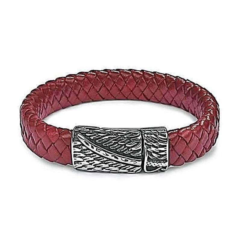 Leather Bracelets Phoenix Red Leather Magnetic Bracelet Antic Silver 2 / Small
