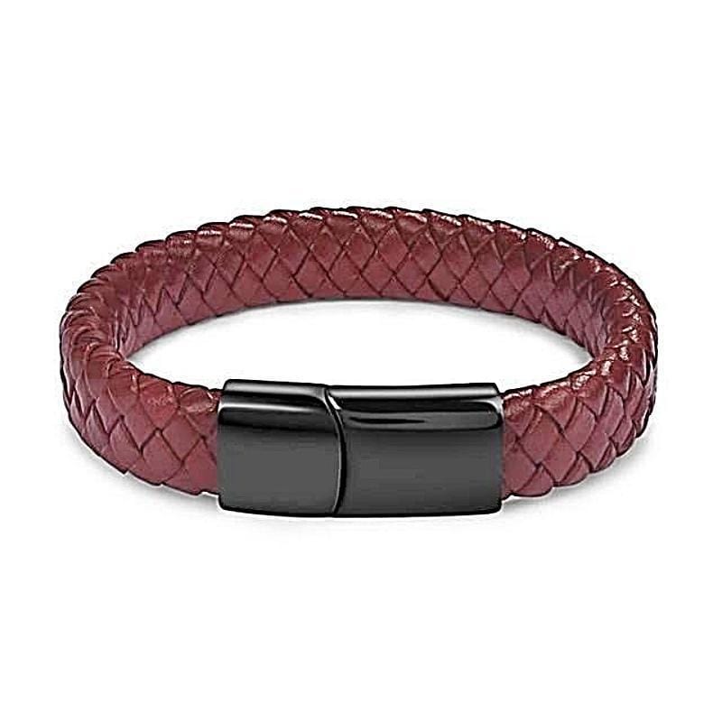 Leather Bracelets Phoenix Red Leather Magnetic Bracelet Black / Small