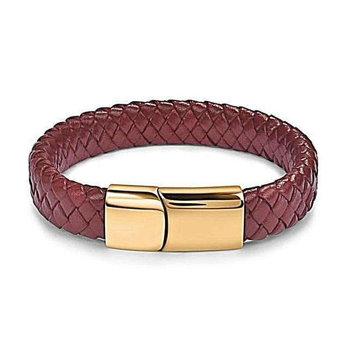 Leather Bracelets Phoenix Red Leather Magnetic Bracelet Gold / Small