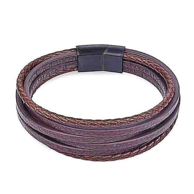 Leather Bracelets Vintage Brown Braided Leather Rope Bracelet Brown / Small