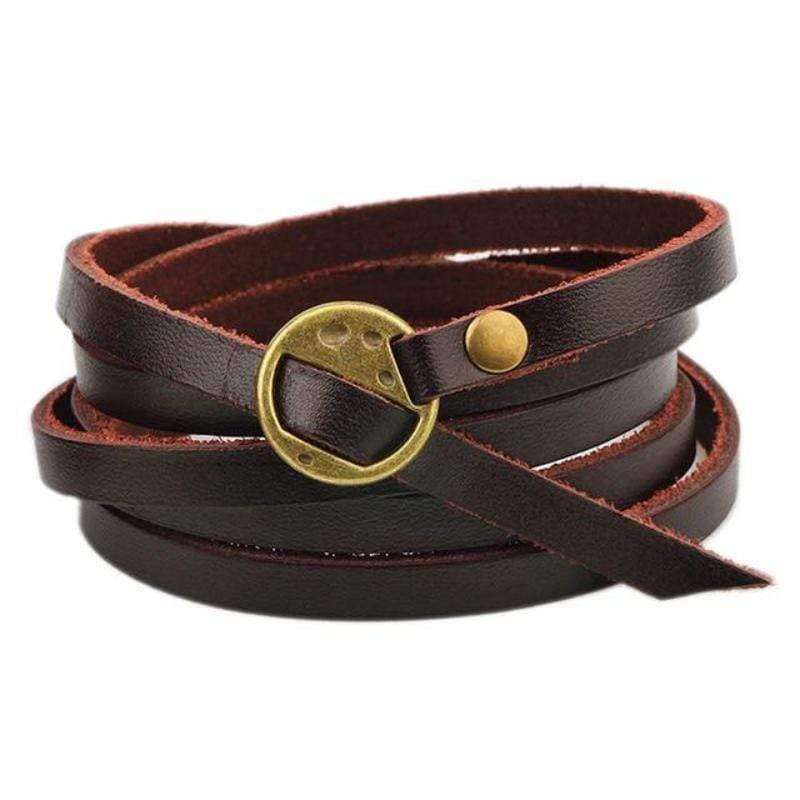Leather Bracelets Vintage Leather Wrap Bracelets Brown/Dark / One Size